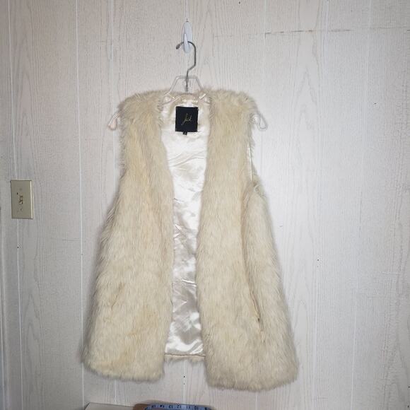 Jack ivory Scotlyn faux fur long open front vest size small - Picture 2 of 9